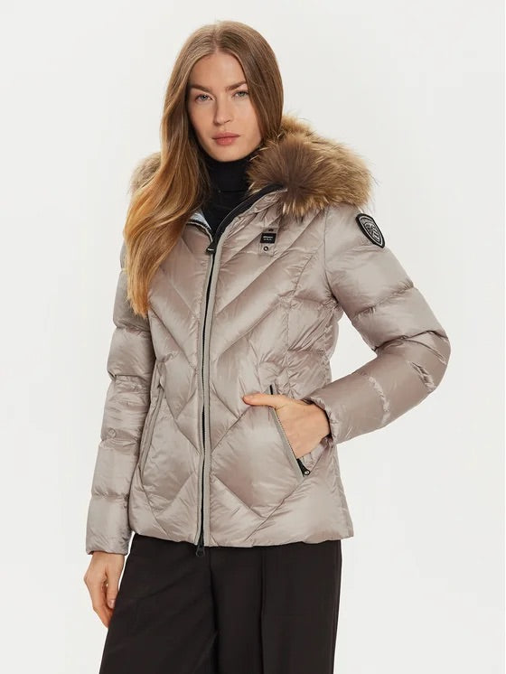 ALPENCHIC™ | BLAUER KURZE BEIGE FELLJACKE FÜR DAMEN