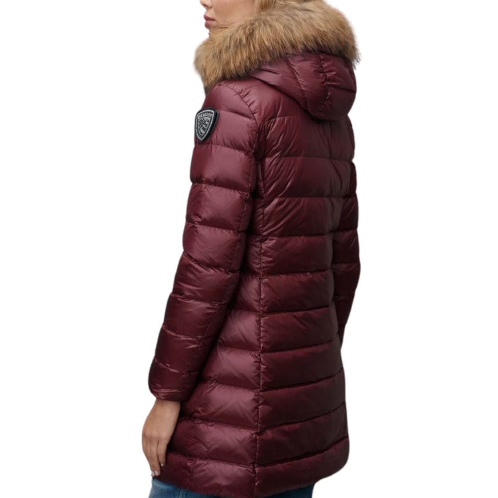 ALPENCHIC™ | BLAUER DAMEN LANGE BURGUNDERRÖTE PELZJACKE