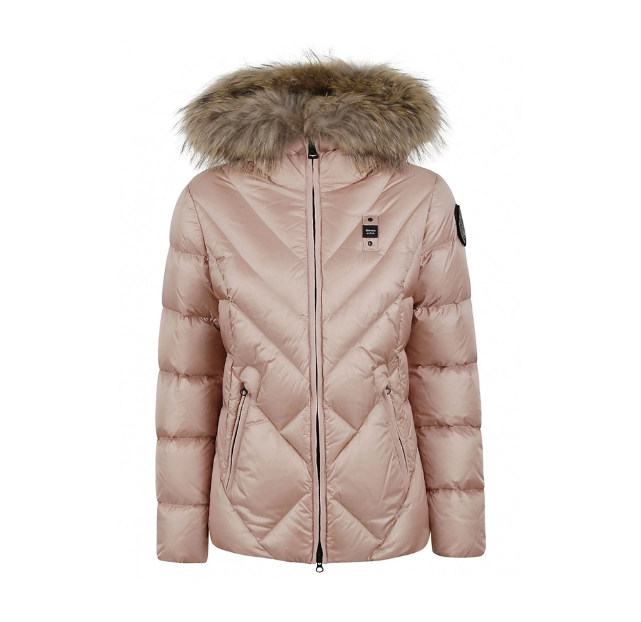 ALPENCHIC™ | BLAUER Damen-Kurzpelzjacke in Puder