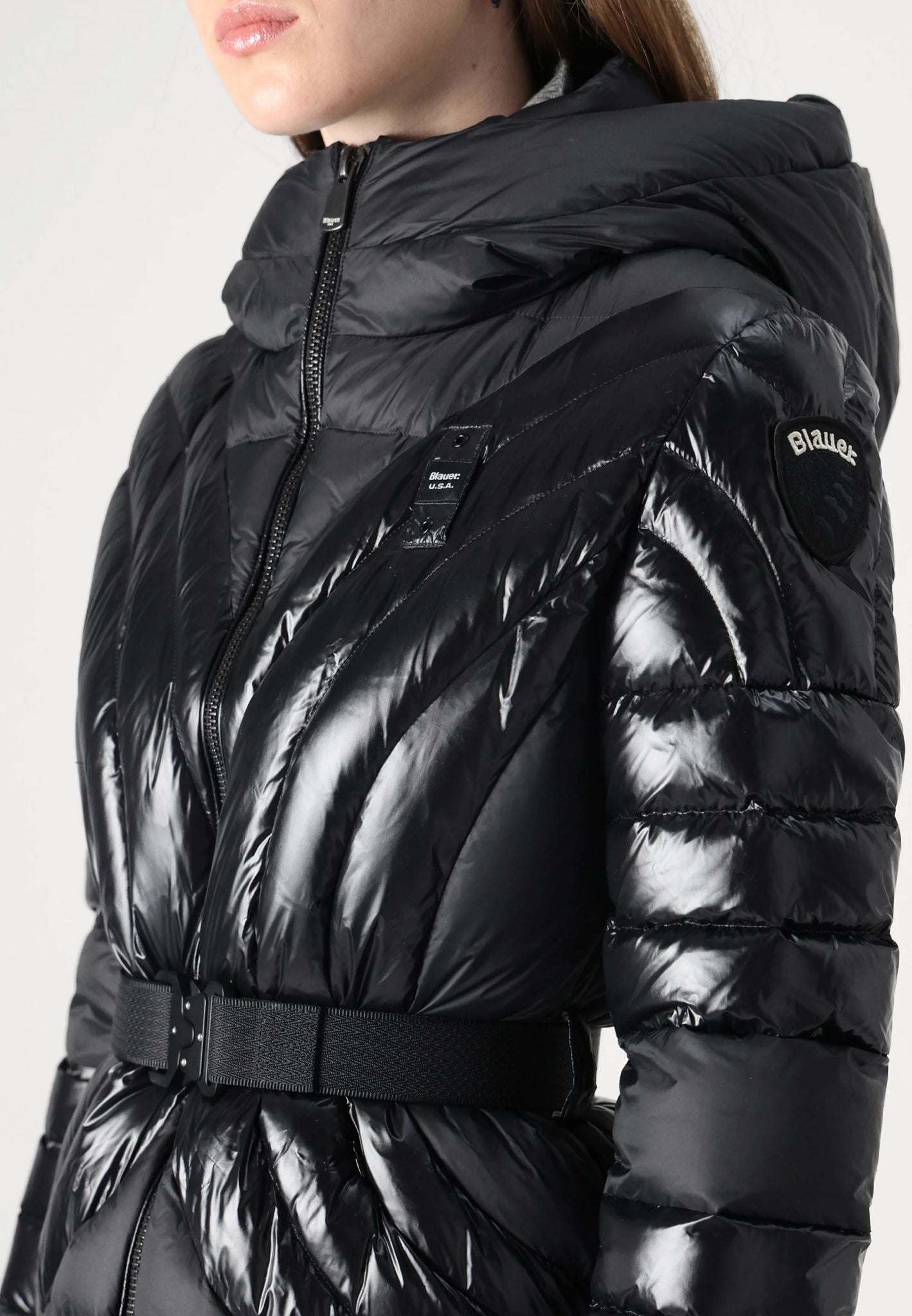 ALPENCHIC™ | BLAUER DAMEN-LANGE JACKE MIT SCHWARZEM GÜRTEL