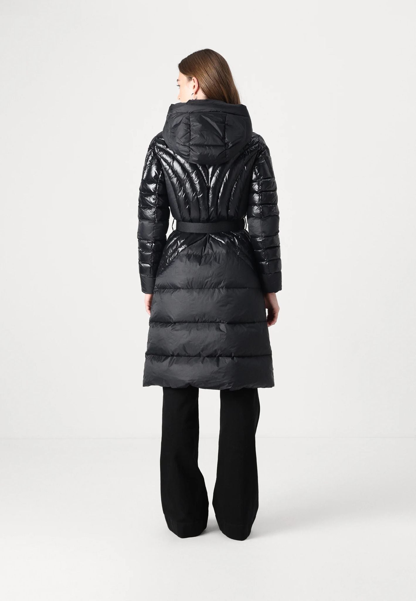 ALPENCHIC™ | BLAUER DAMEN-LANGE JACKE MIT SCHWARZEM GÜRTEL